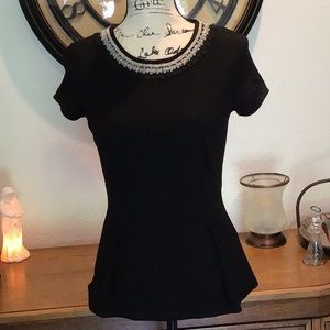 Banana Republic beaded neck peplum top size 4